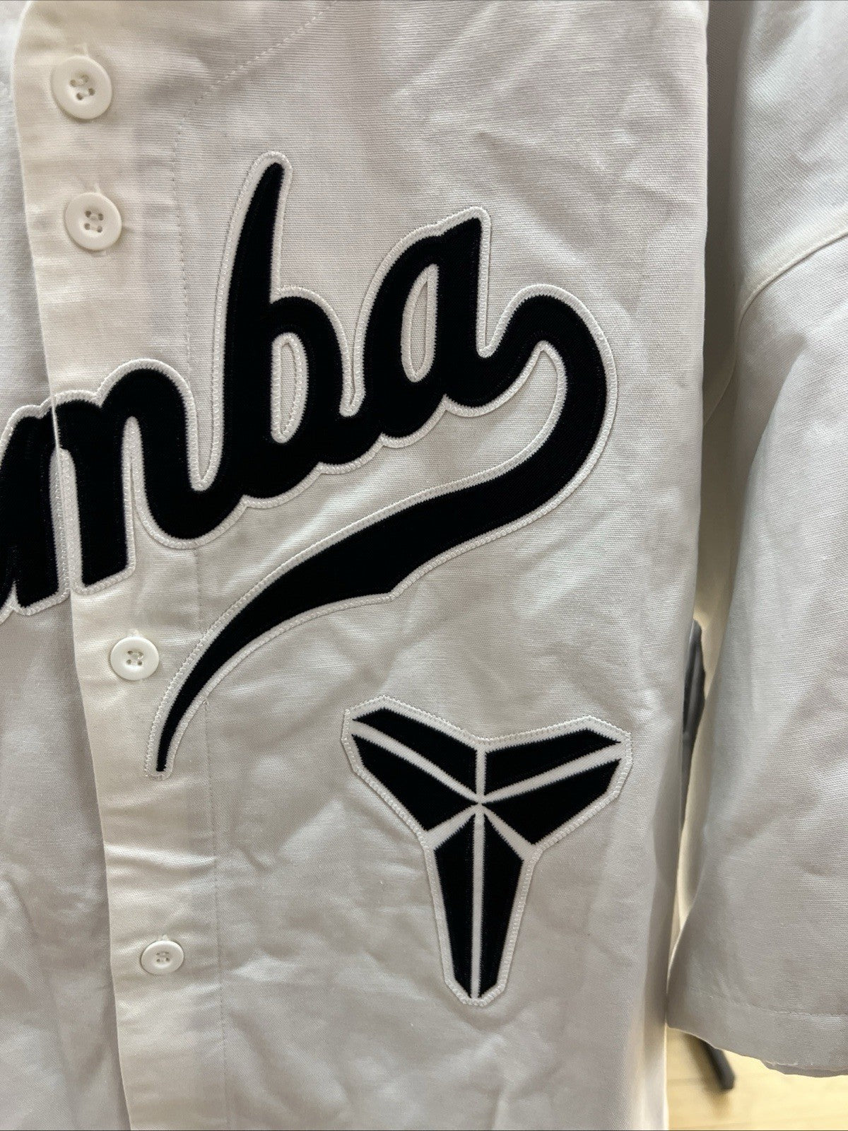 Nike Kobe Bryant 'Mamba Out' Baseball Jersey White/Black Sz L