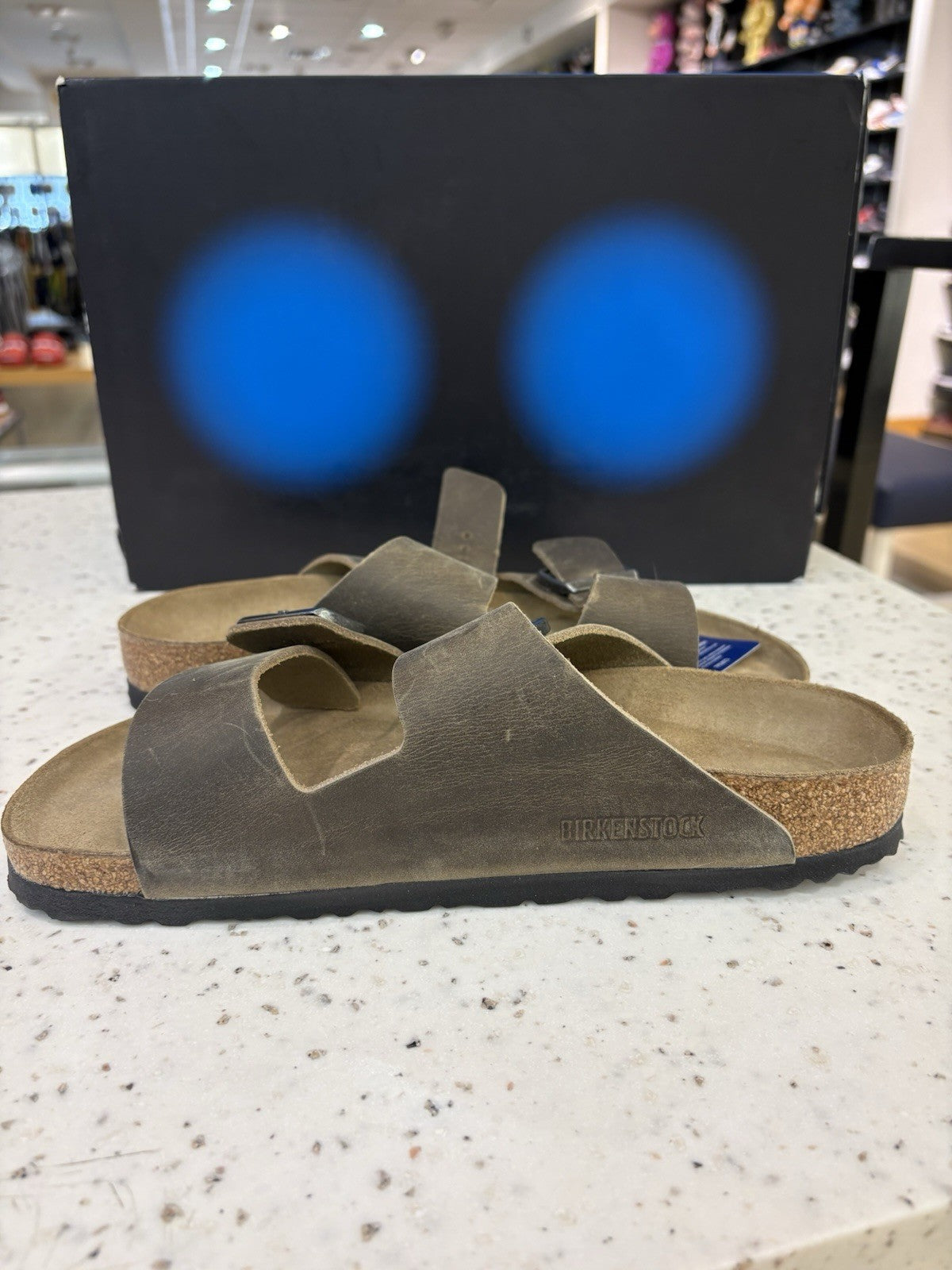 Birkenstock Arizona Soft Footbed Sandals Faded Khaki Oiled Leather Size 40