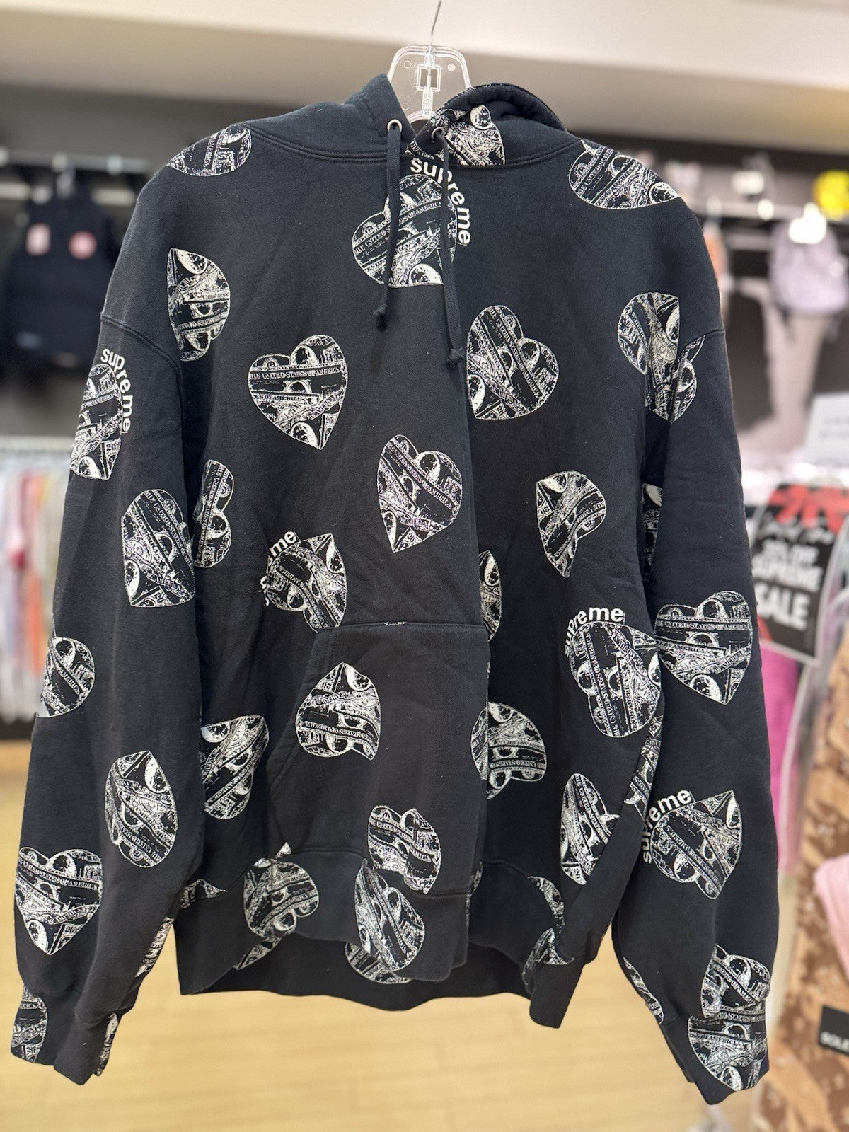 Supreme Love Cash Hoooded Sweatshirt Black Size Medium