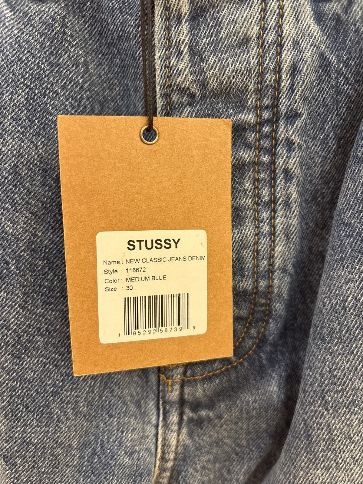 Stussy New Classic Jean Medium Blue Denim Size 30