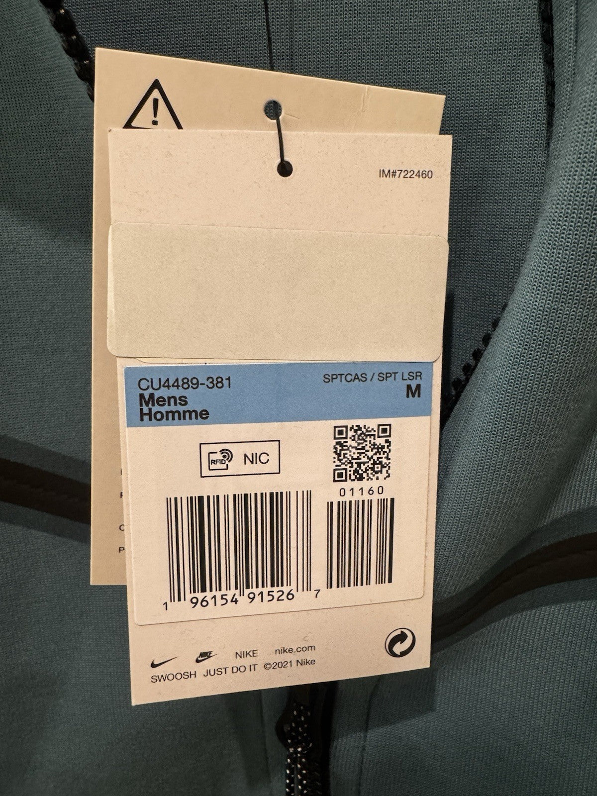 Nike Sportswear Tech Fleece Full-Zip Hoodie Mineral Teal Size M