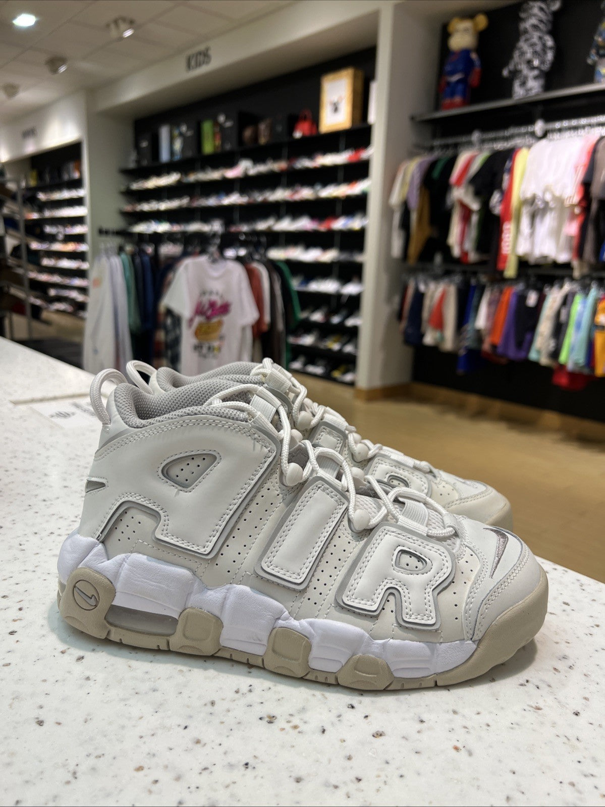 Nike Air More Uptempo GS Pippen Phantom Iron Ore White Size 4Y USED NO BOX