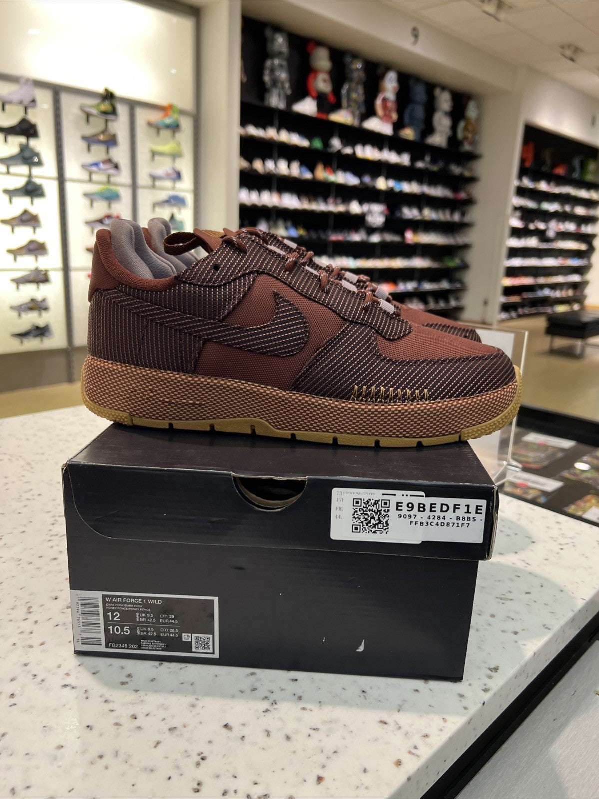 Nike Air Force 1 Wild Brown Dark Pony Womens Sz 12/10.5M