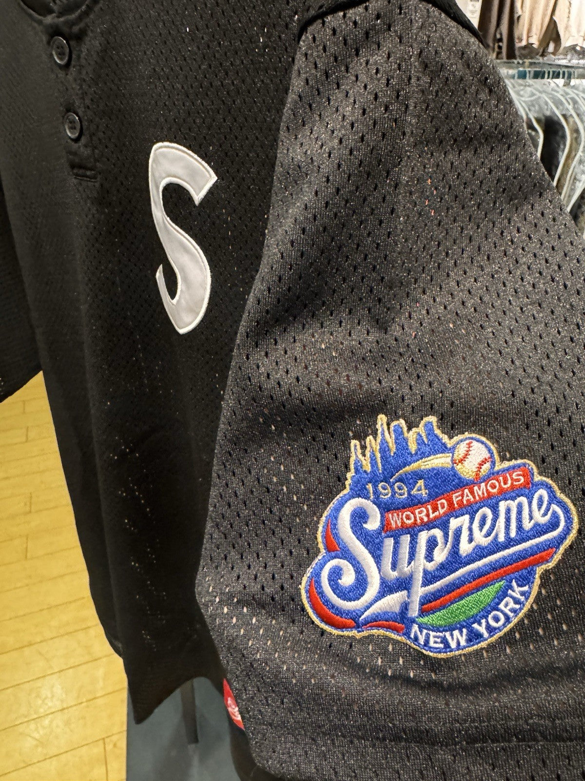 Supreme S Logo Baseball Jersey Henley Size M