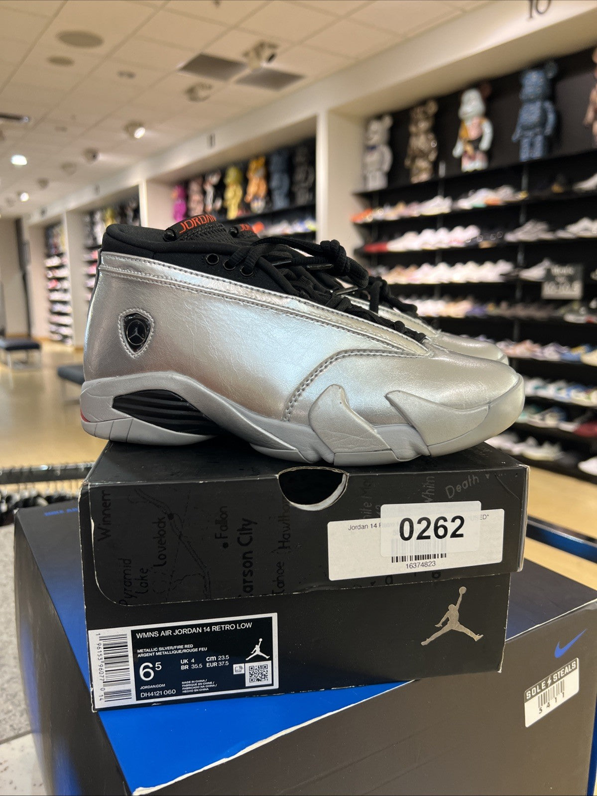 Air Jordan 14 Retro Metallic Silver Womens Sz 6.5 USED