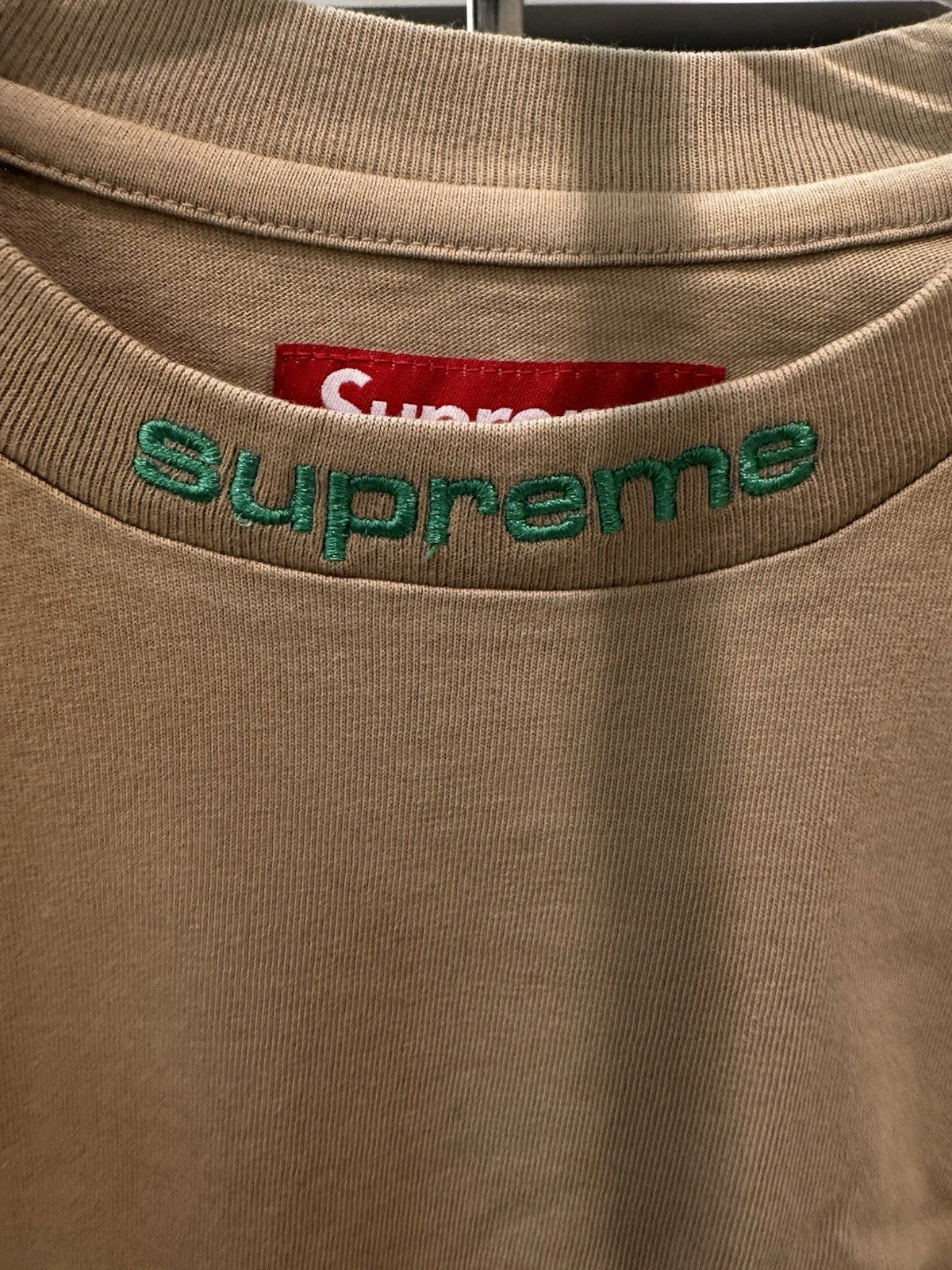 Supreme Embroidered Collar L/S Top Tan Size M