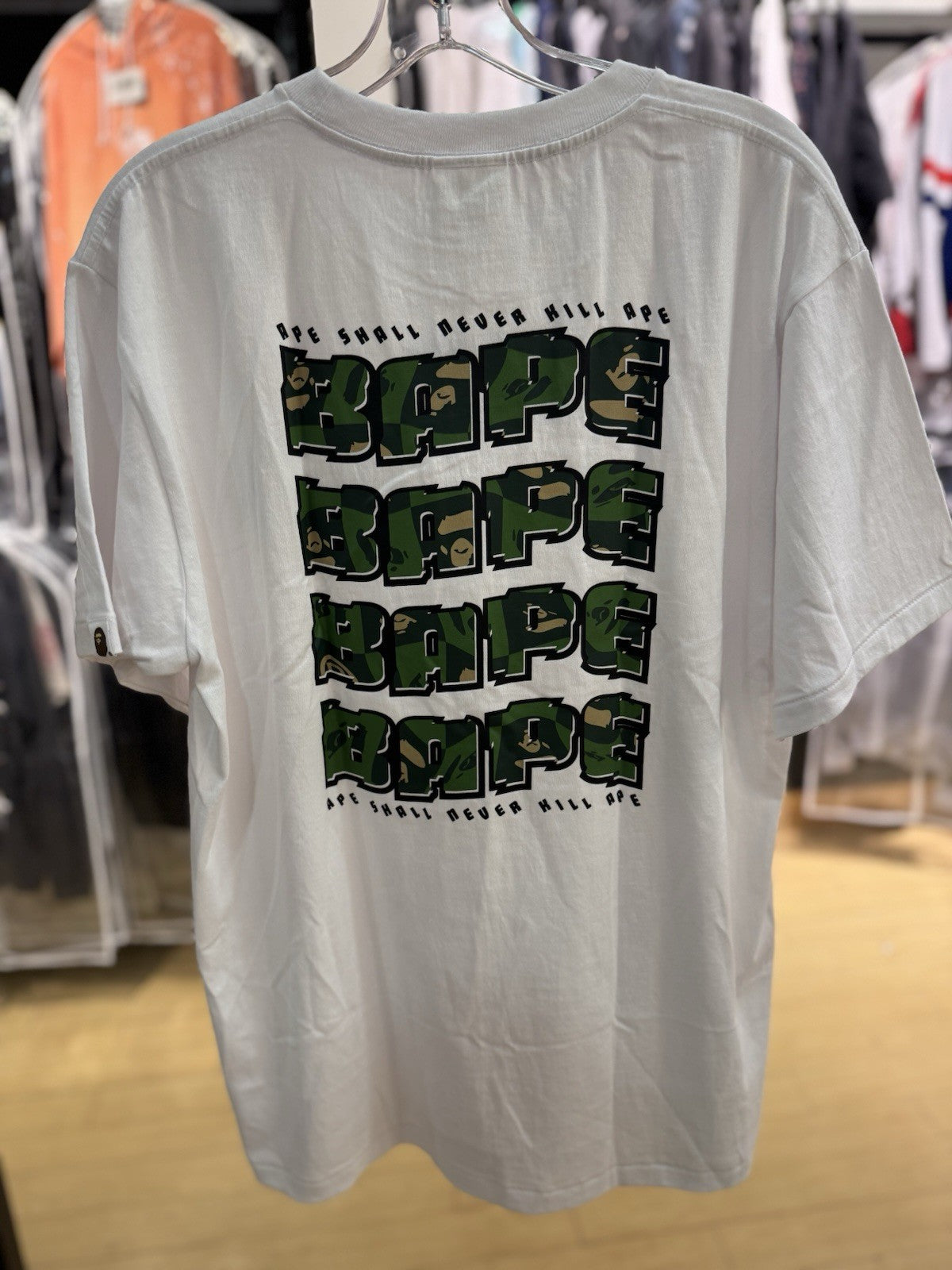 BAPE Stroke Camo Distortion Tee 'White/Green'
