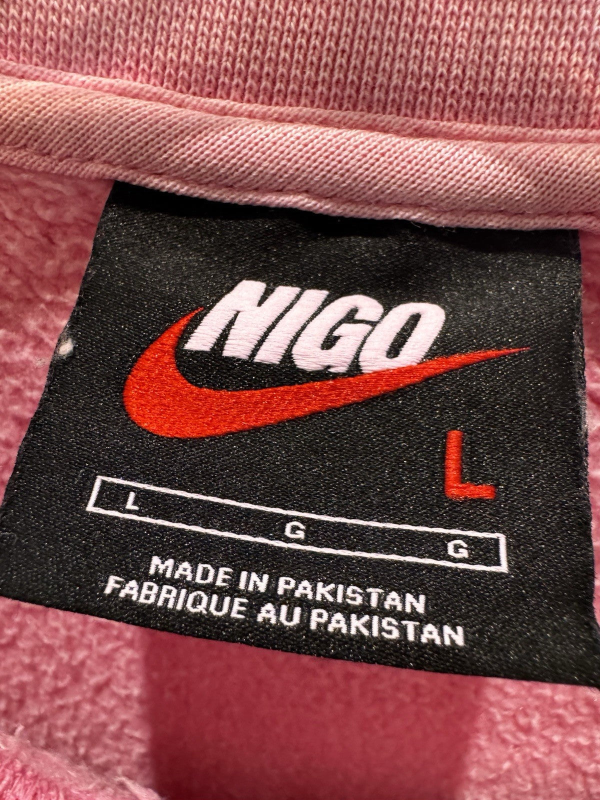 Nike X Nigo NRG Fleece Crew Sweatshirt Pink DEFECT RIP Size L