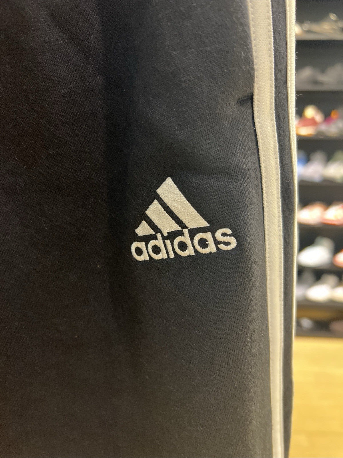 ADIDAS Essentials Black Fleece 3-Stripes Pants GK9267 Sz S