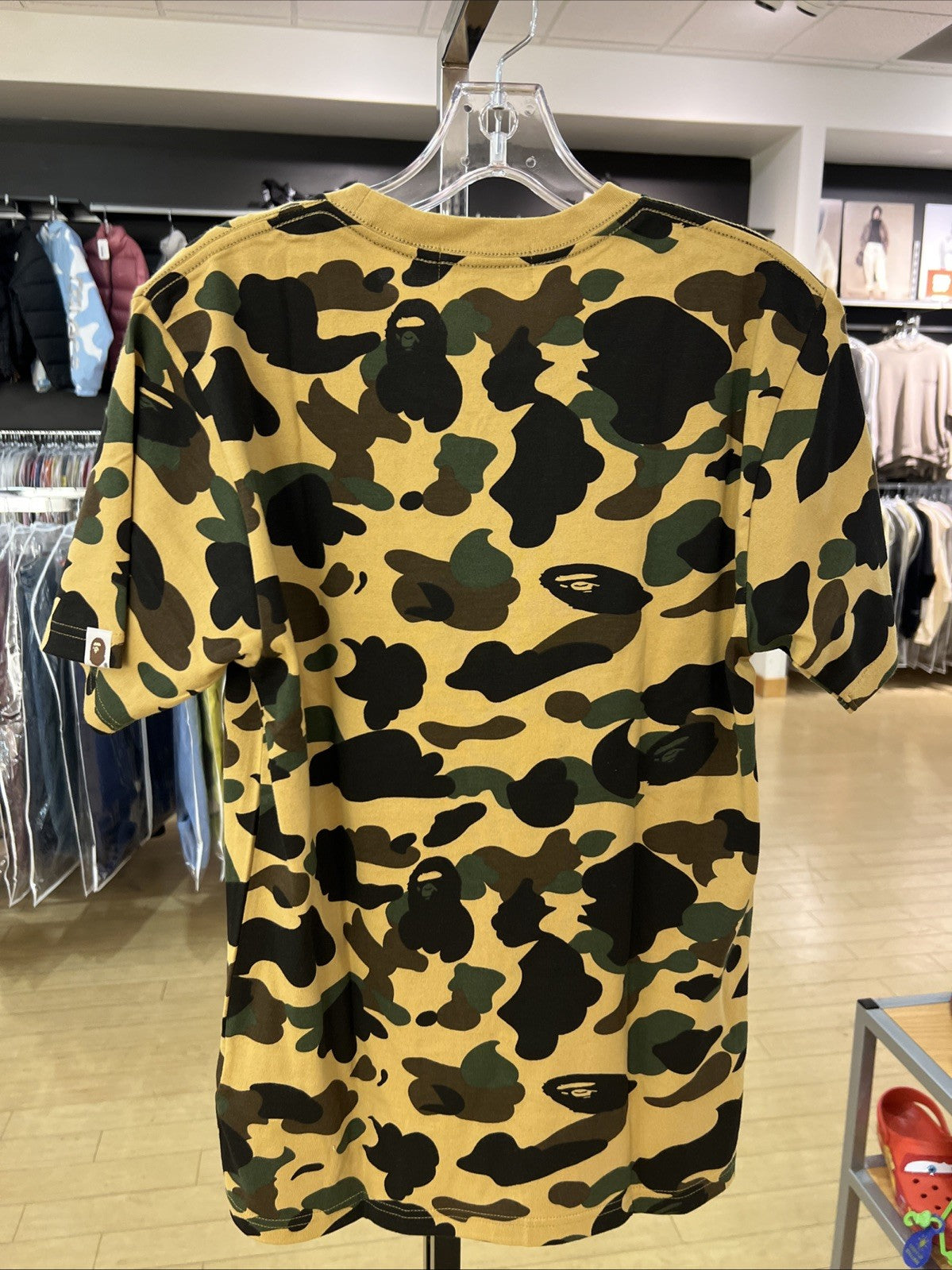 A Bathing Ape Yellow Camo Bape College T Shirt Size Small