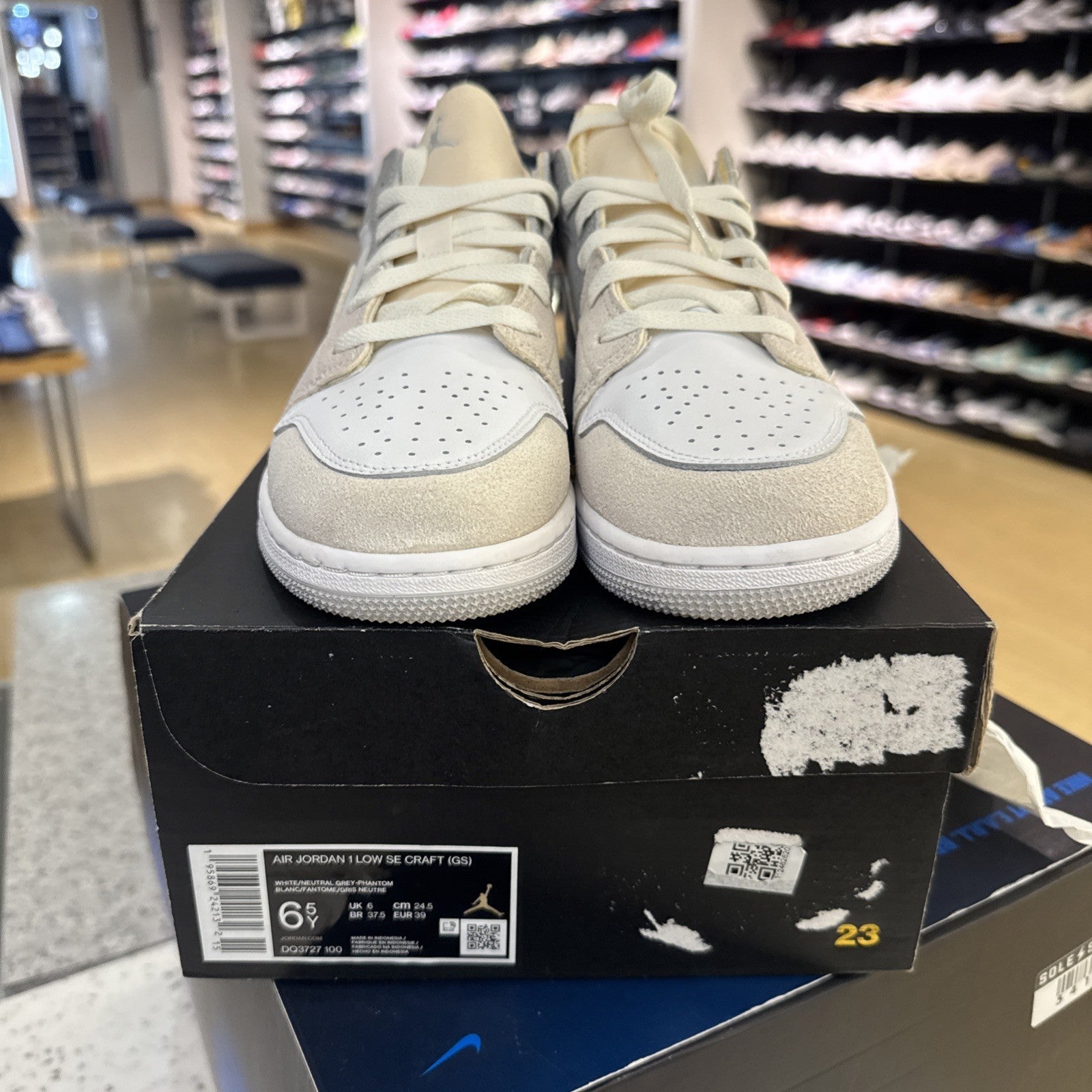 Size 6.5 (GS) - Jordan 1 Low SE Craft Inside Out - Tech Grey