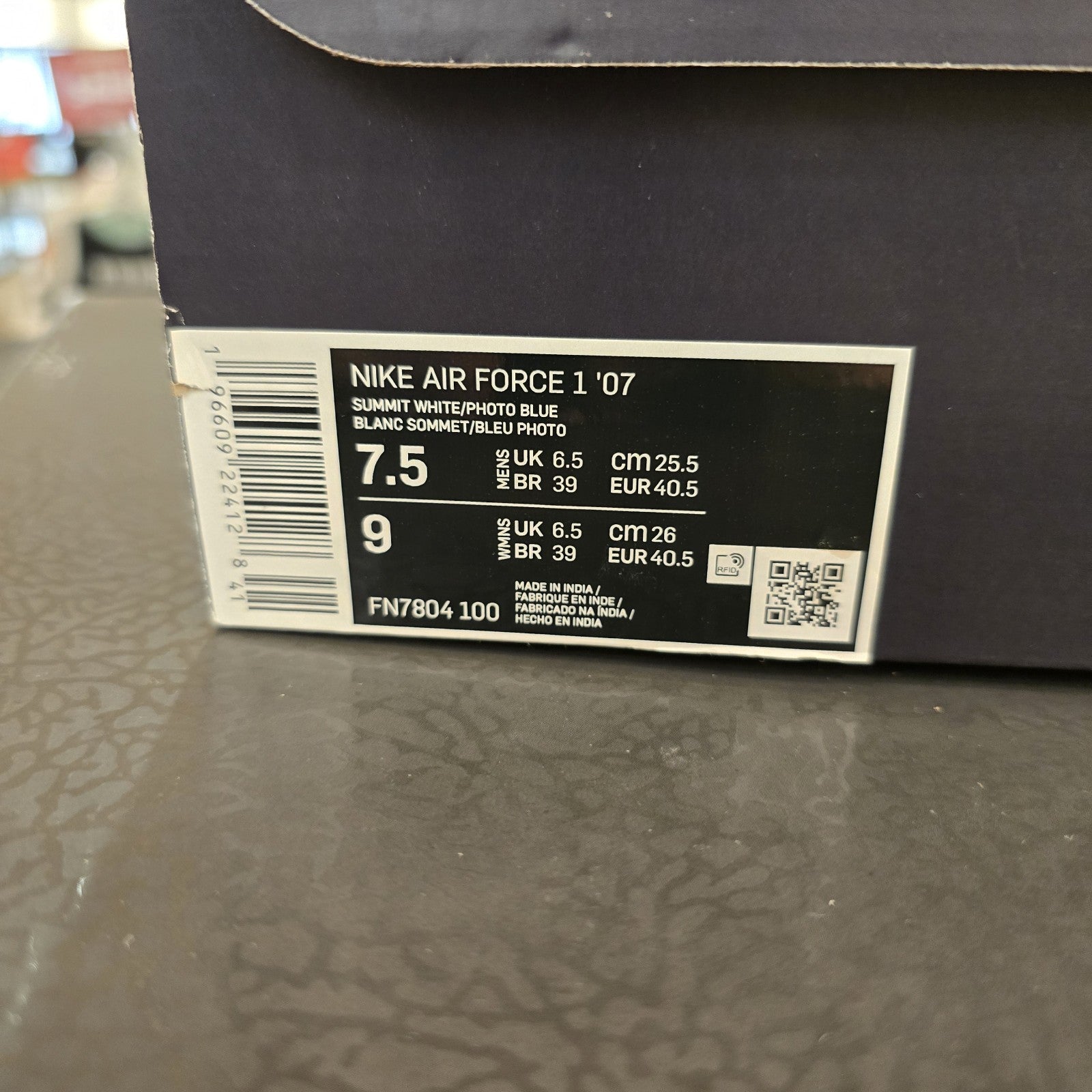 Size 7.5 - Nike Air Force 1 '07 Blue Label White Photo Blue
