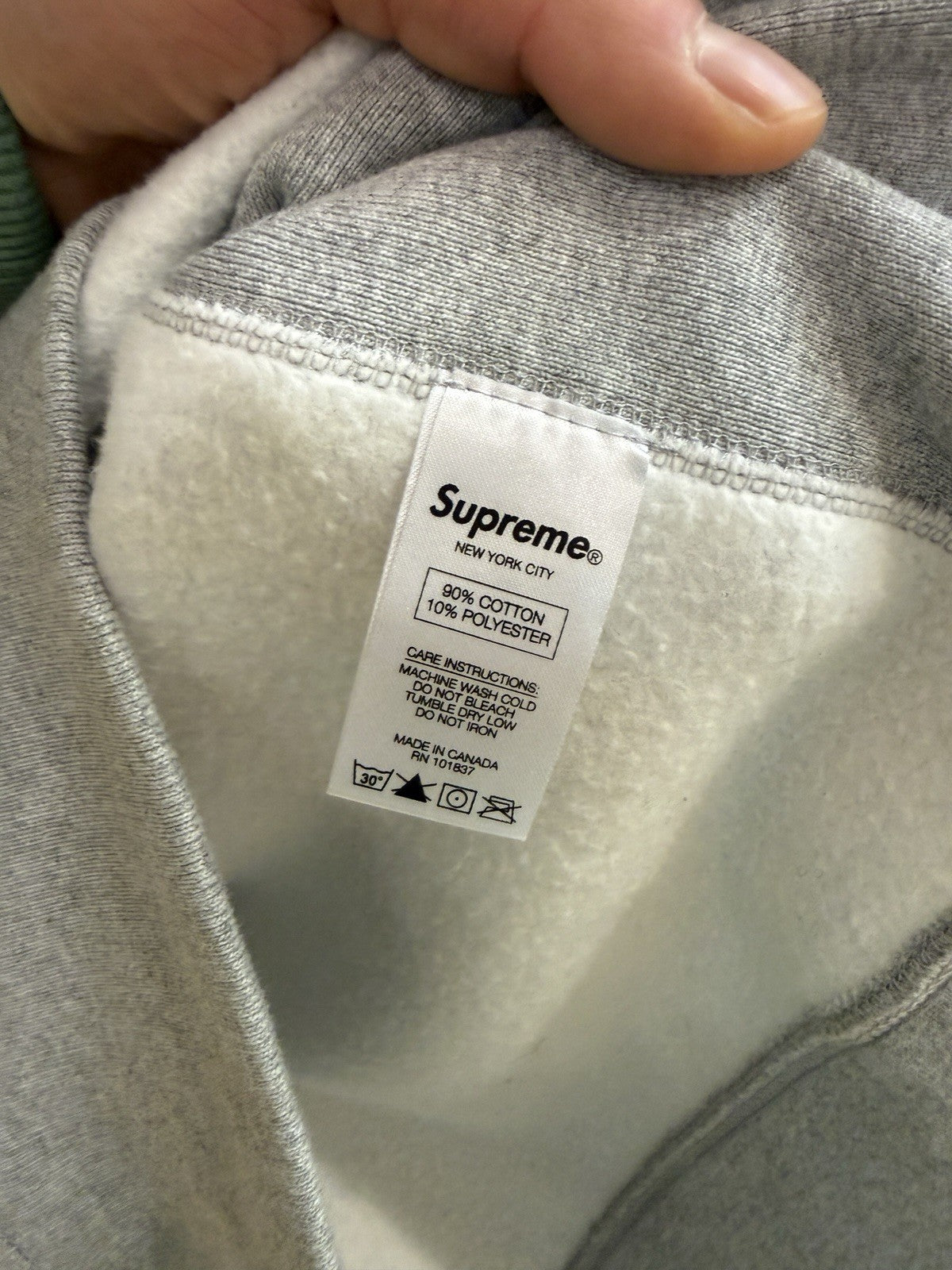 Supreme Ash Grey Red Box Logo Crewneck Sz XL