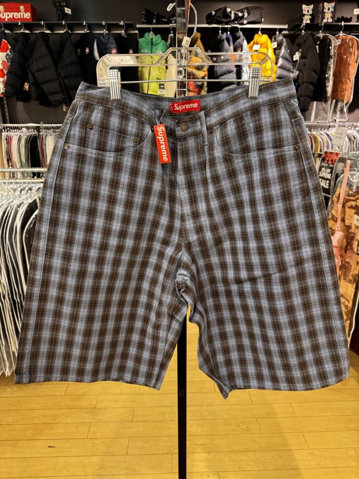 Supreme Plaid Baggy Short Navy Size 32