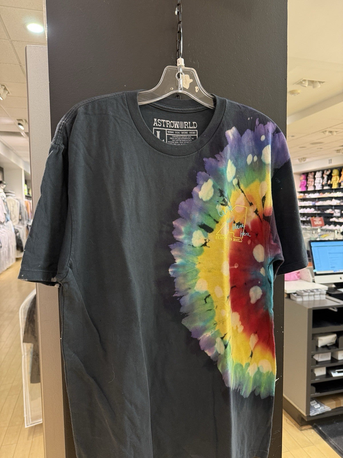 Travis Scott Astroworld 2019 Tour Tee Tye Dye Sz L DEFECT