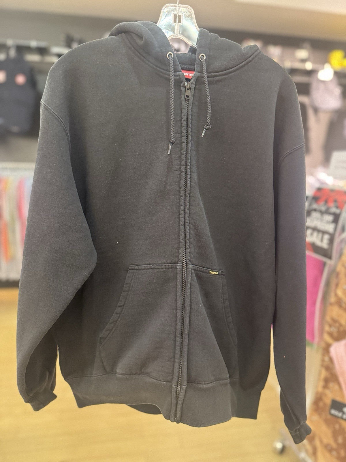 Supreme Work Zip Up Hooded Sweatshirt Black Size Medium