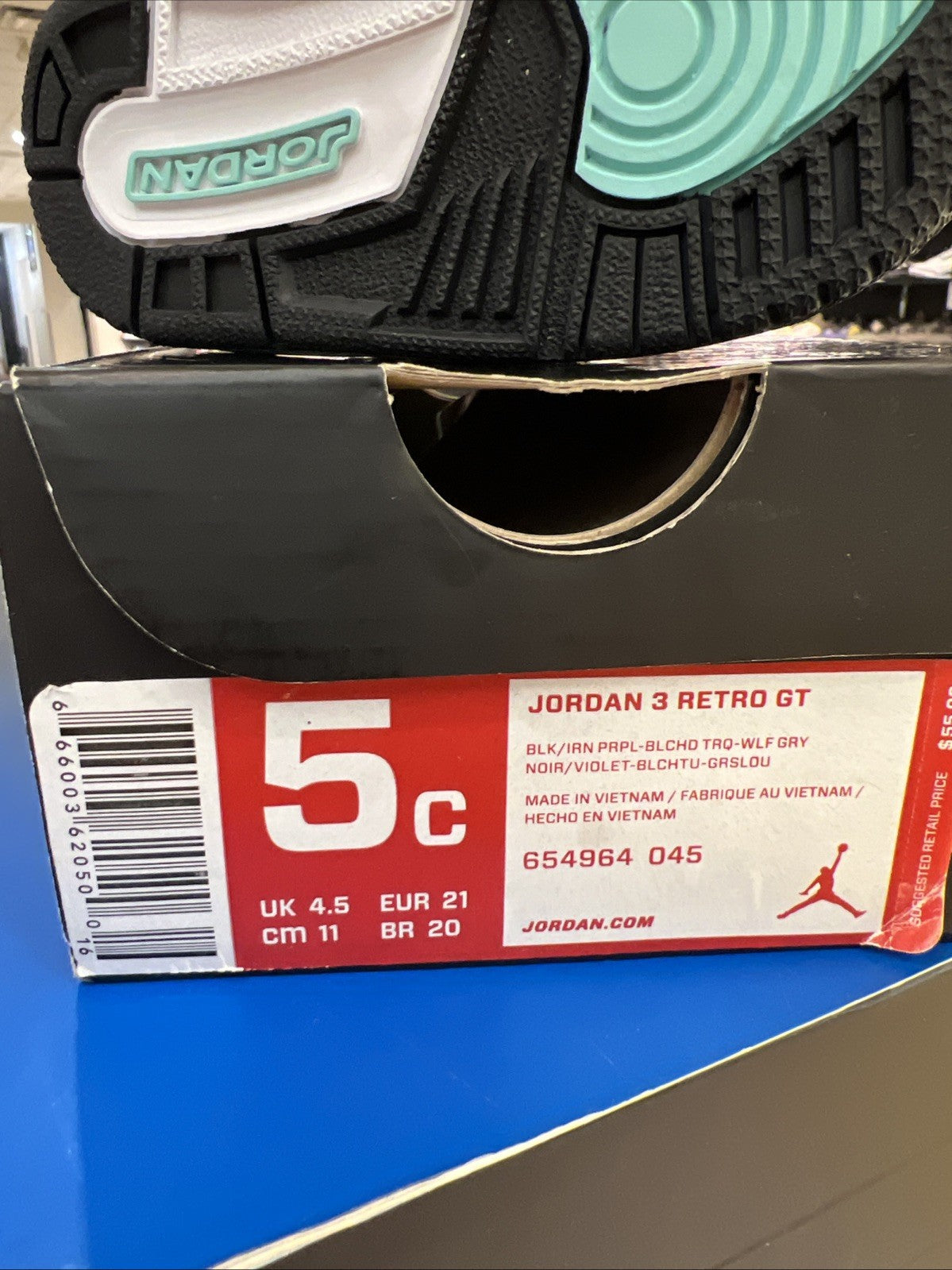 Nike Air Jordan 3 Retro TD Bleached Turquoise Sz 5C