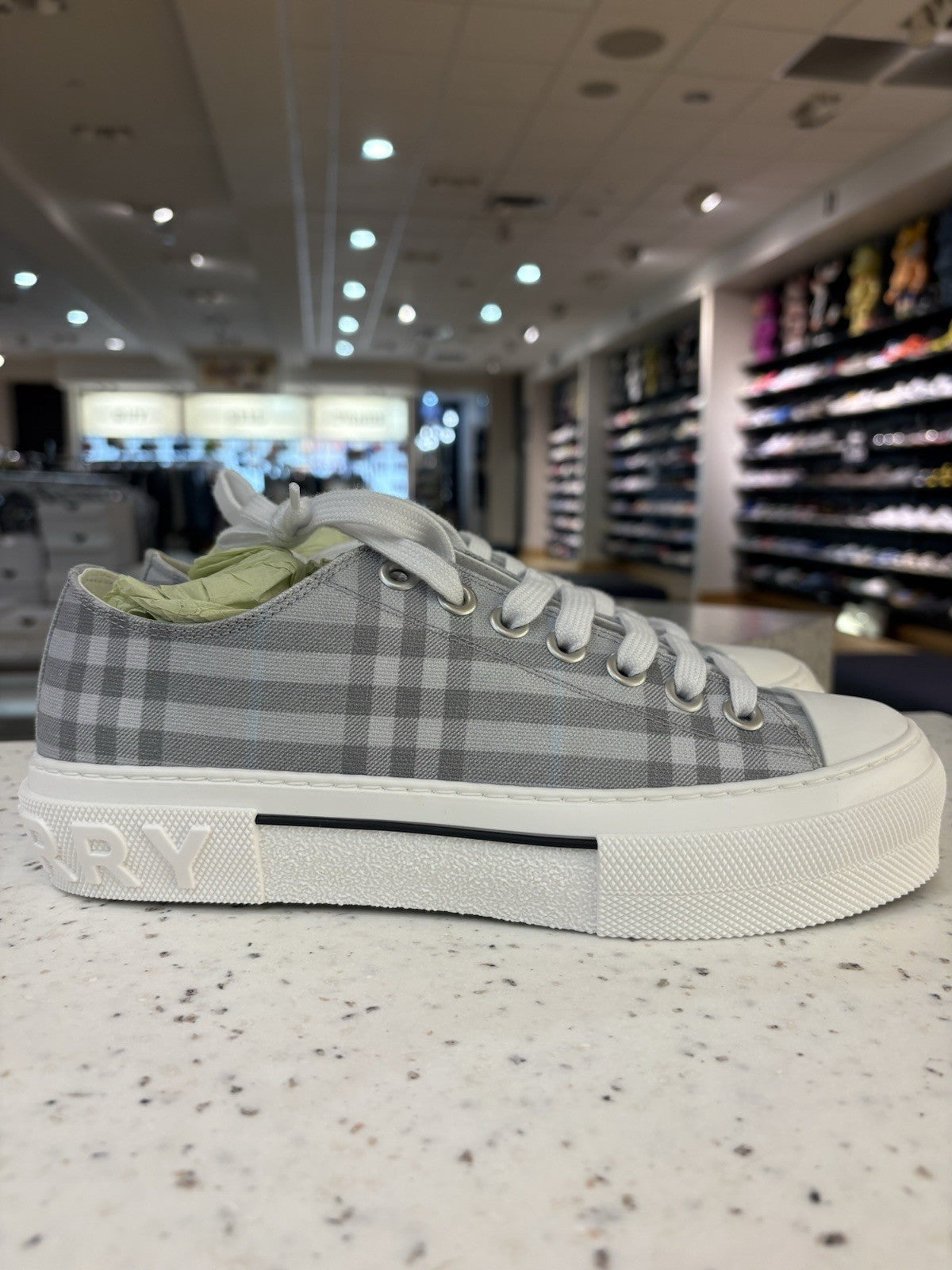 Burberry Vintage Check Cotton Sneaker Grey Blue Size EUR 40 