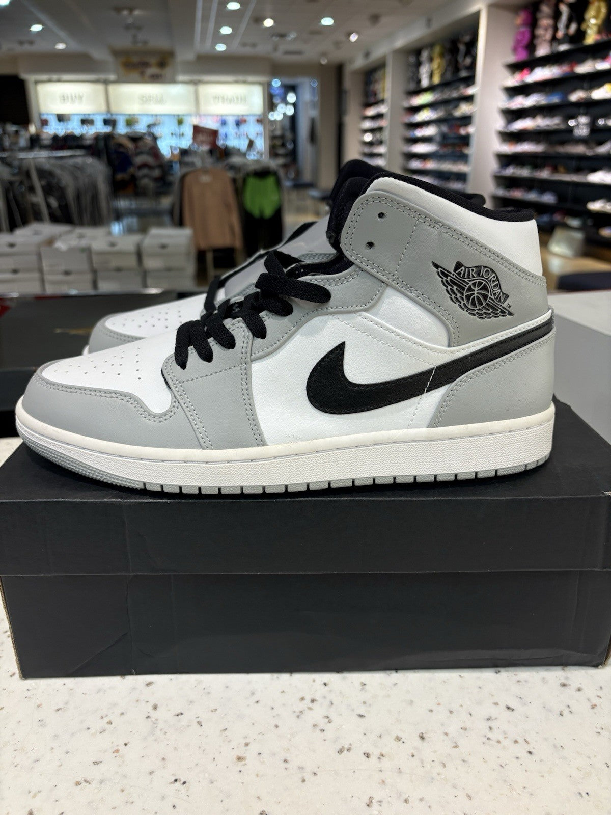 Jordan 1 Mid Light Smoke Grey Size 10 DEFECT 