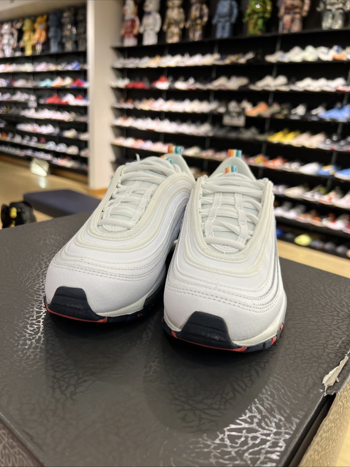Nike Air Max 97 White/Thunder Blue-Green Noise Womens Sz 6.5