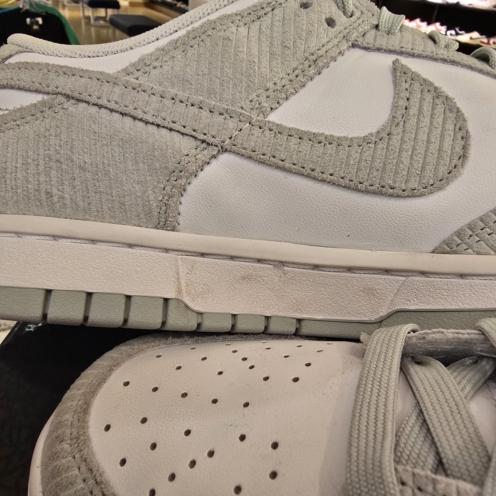 Size 9.5 - Nike Dunk Low Light Silver Corduroy Women's 