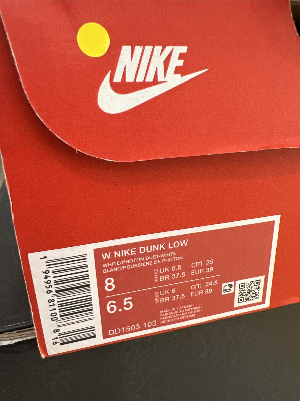 Nike Dunk Low Photon Dust White Womens Sz 8