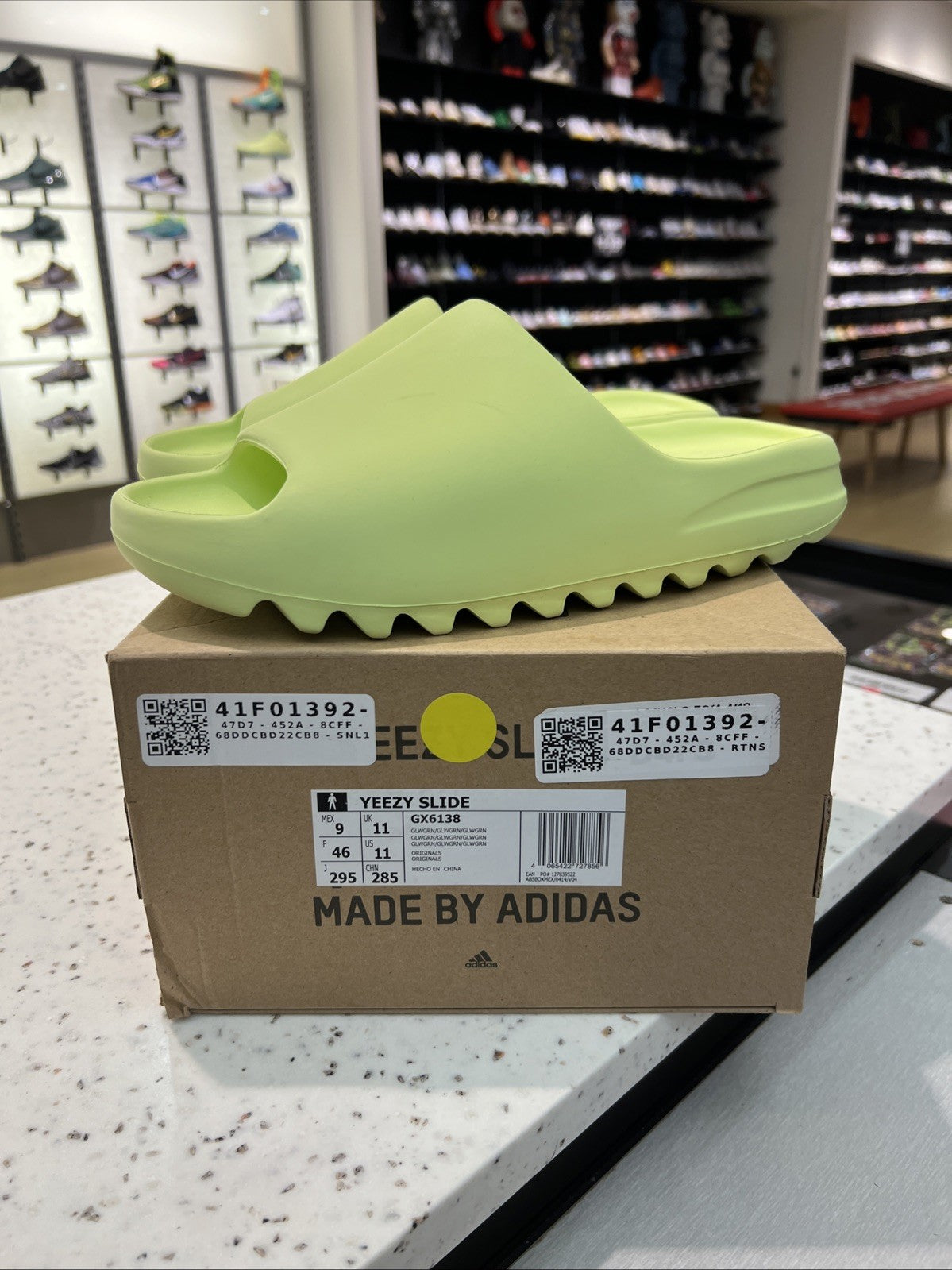 Adidas Yeezy Slide Glow Green GX6138 US Sz 11 DEFECT