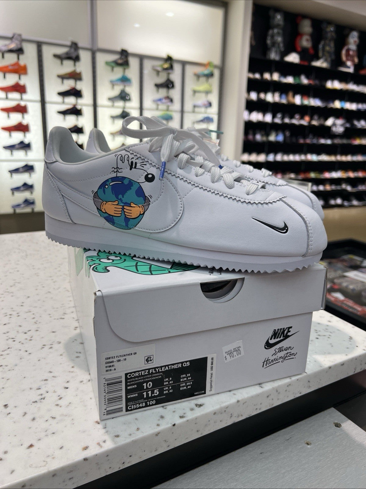 Nike Cortez Fly leather Steve Harrington Earth Day 2019 Sz 10 DEFECT