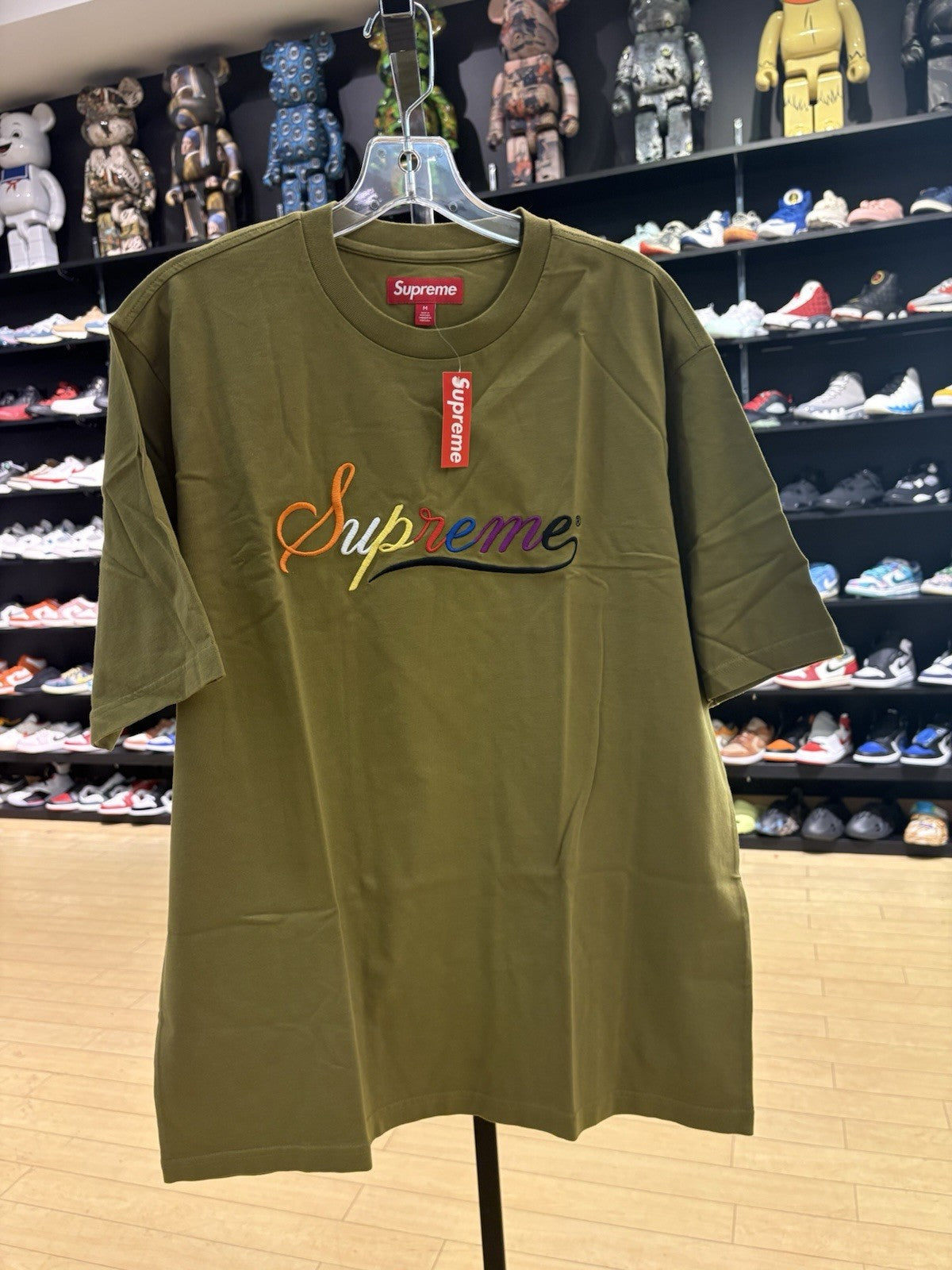 Supreme Cursive S/S Top Dusty Olive Size Medium 