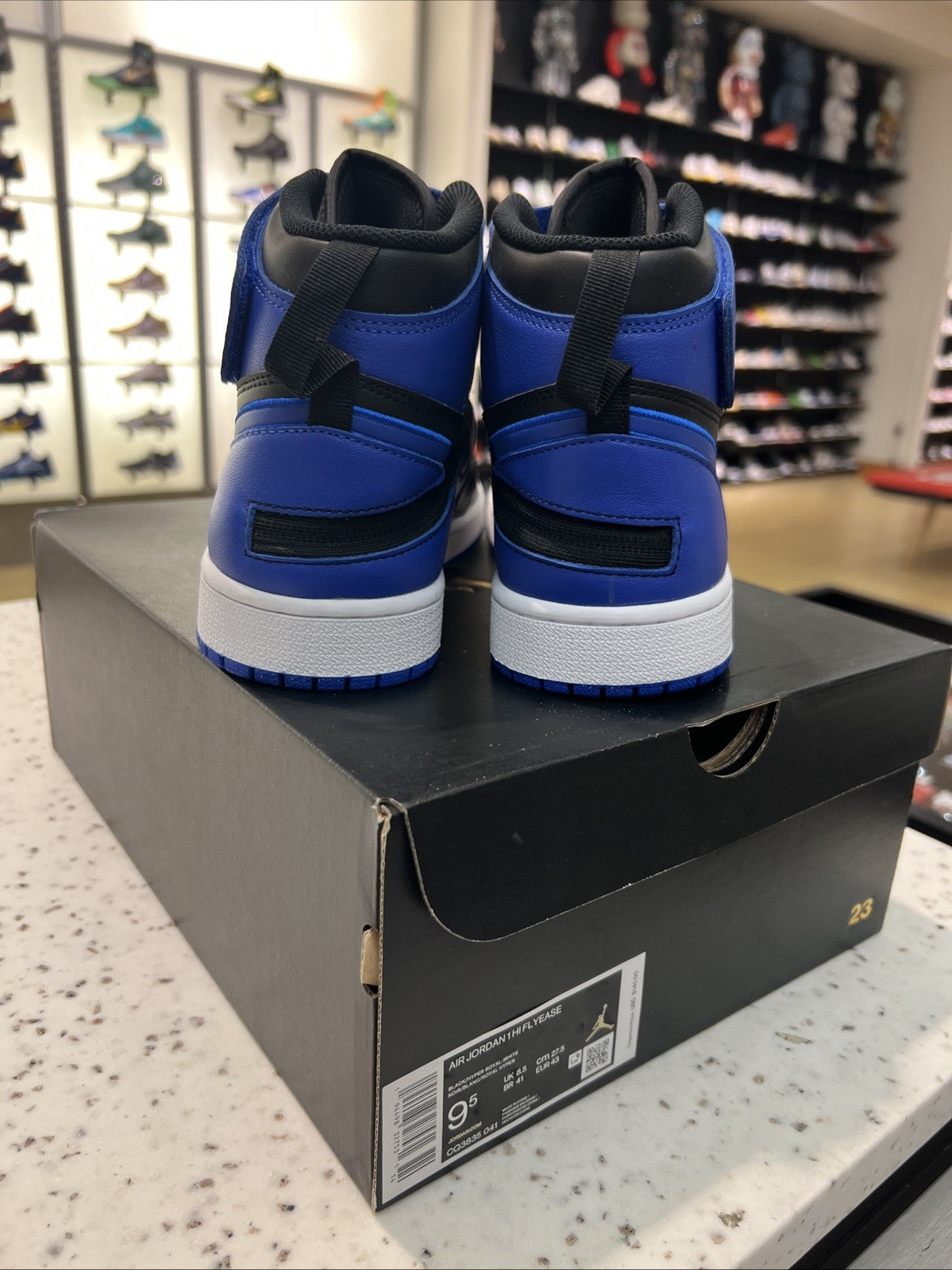 Jordan Air Jordan 1 High FlyEase Hyper Royal Black Blue White Sz 9.5