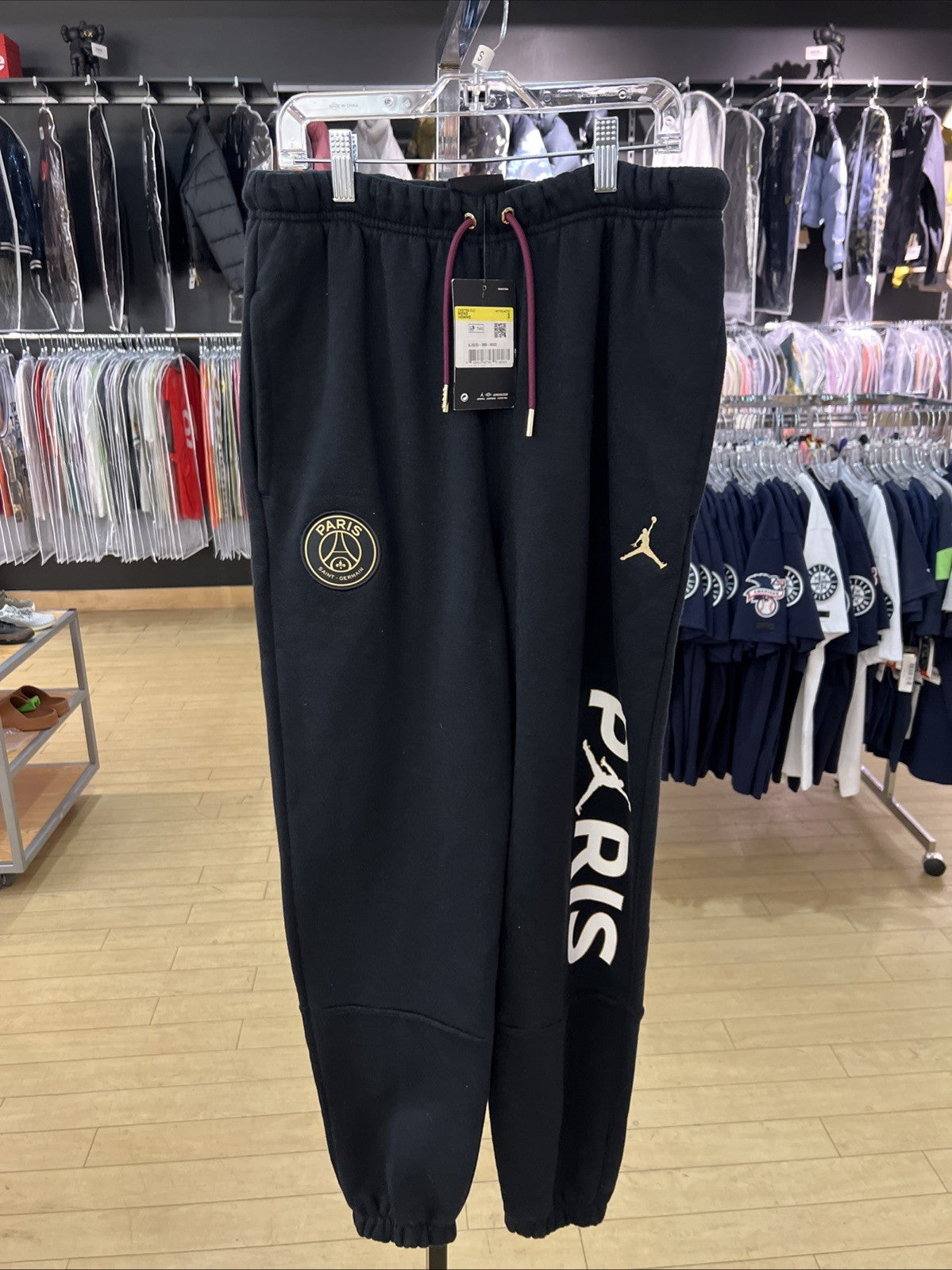 Jordan PSG Paris Saint-Germain Fleece Sweatpants Joggers Black Gold Sz S
