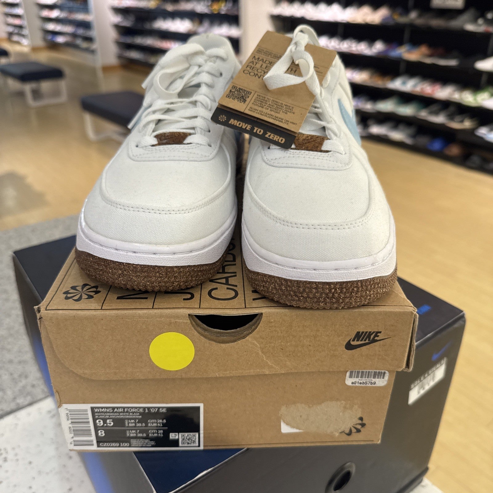 Size 9.5 - Nike Air Force 1 '07 SE Indigo W (RIPPED HEEL TAB RIGHT SHOE)