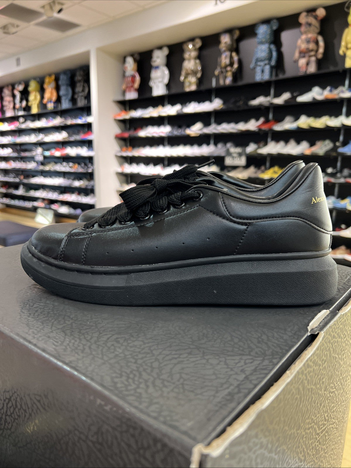 Alexander McQueen Black Sole Leather Sneakers Sz 11/44EU USED NO BOX