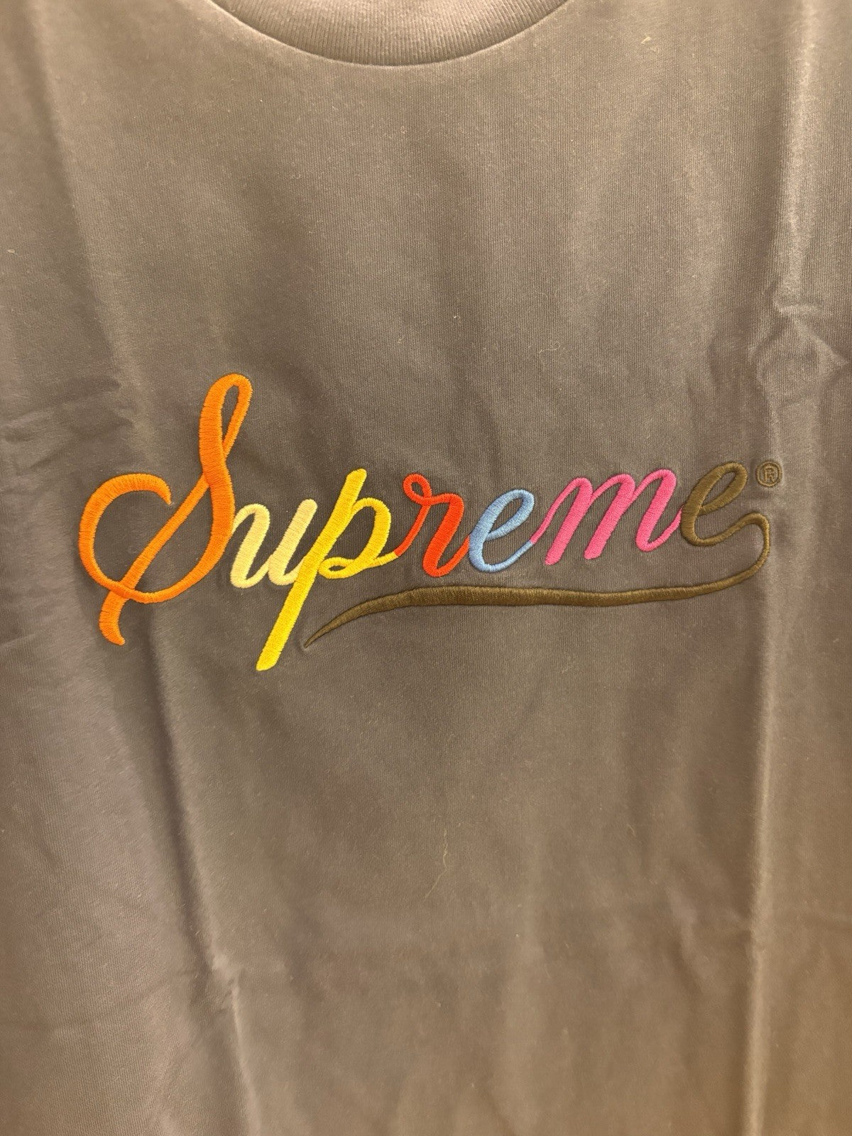 Supreme Cursive S/S Top Navy Size Large