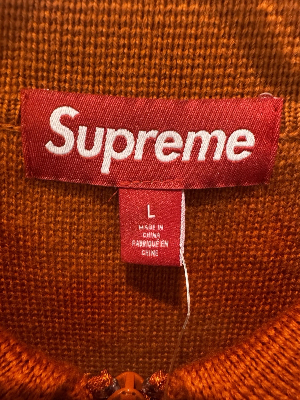 Supreme Zipup Polo Sweater Burnt Orange Size L