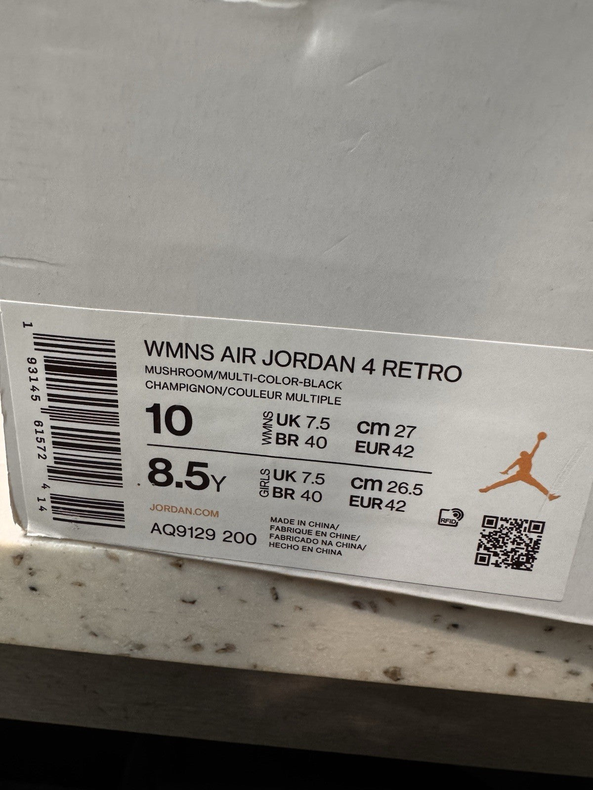 Air Jordan 4 Retro Mushroom Womens Size 10