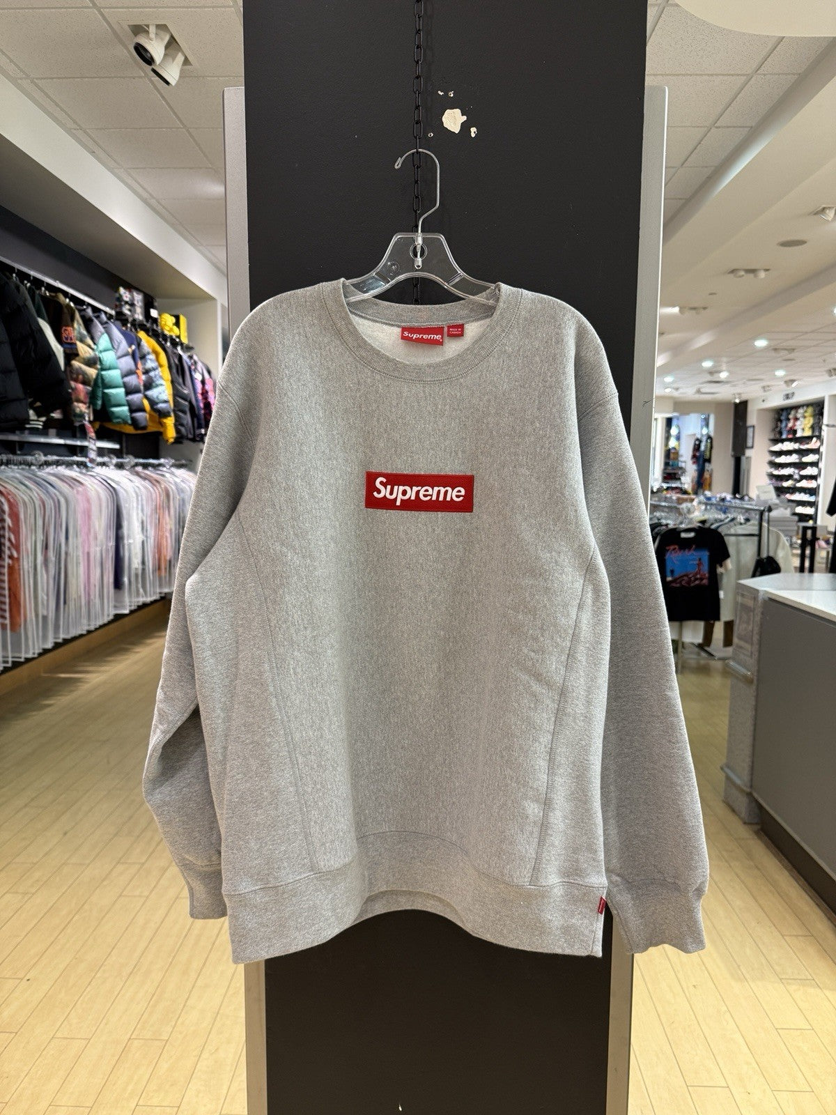Supreme Ash Grey Red Box Logo Crewneck Sz XL