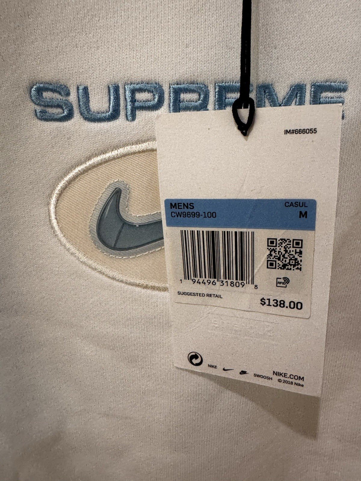 NWT Supreme x Nike Jewel Crewneck White  Pullover Sweater Size M