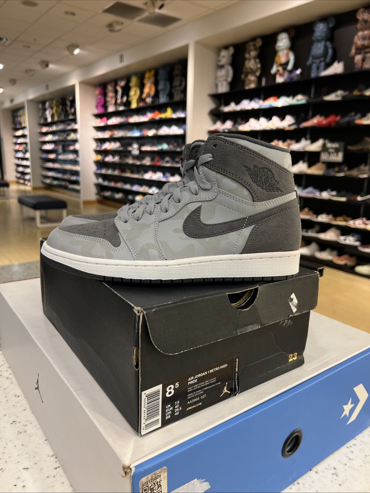 Nike Air Jordan 1 Retro High Premium Wolf Gray Camo Sz 8.5