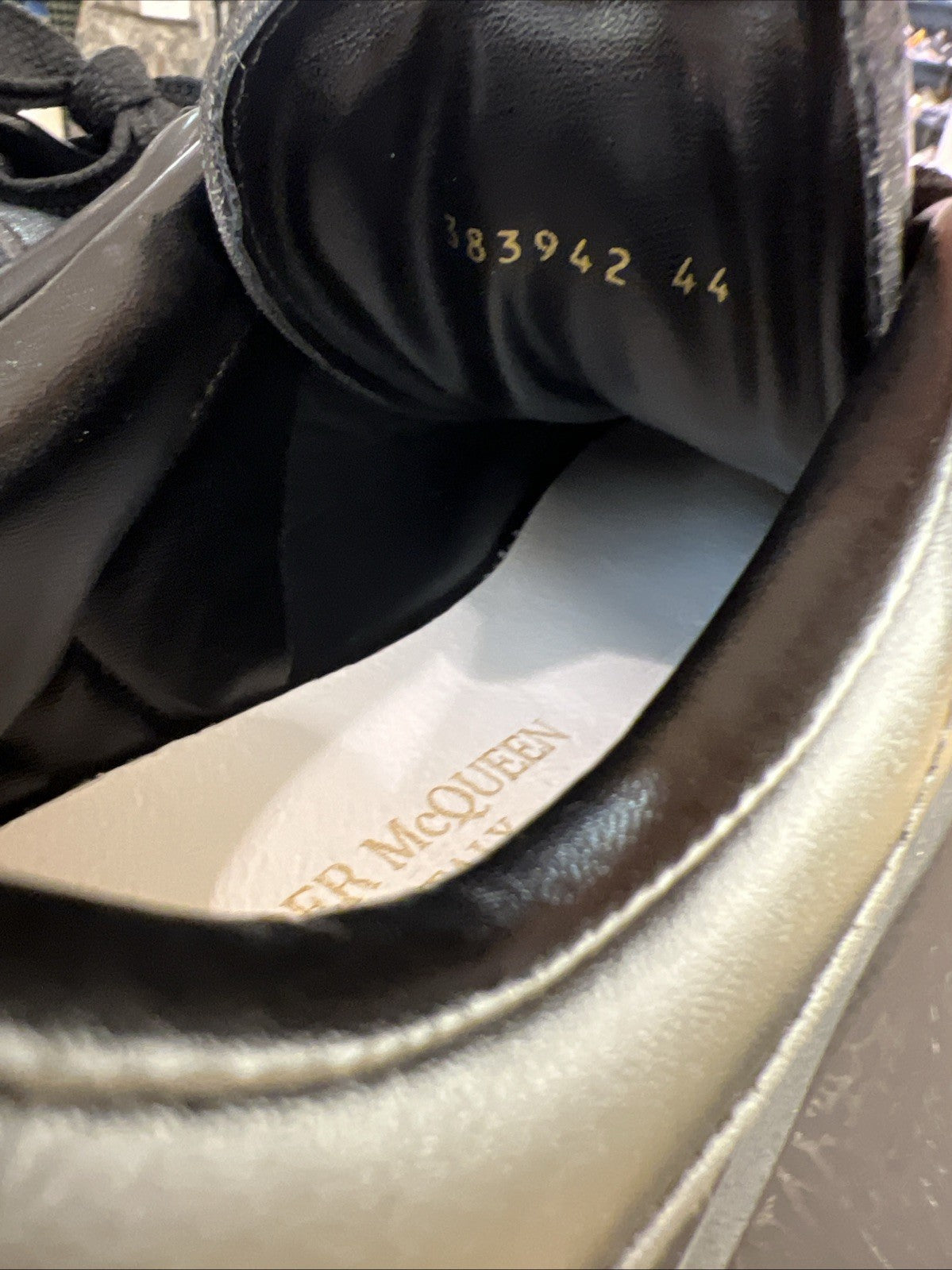 Alexander McQueen Black Sole Leather Sneakers Sz 11/44EU USED NO BOX