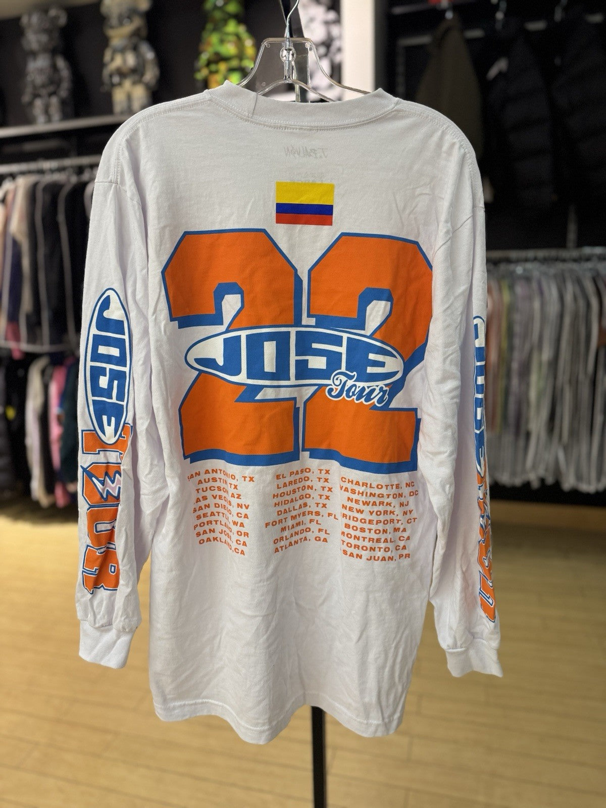XL J Blavin Long Sleeve Tee Racing Jose Tour Shirt White Bad ABC Size Large