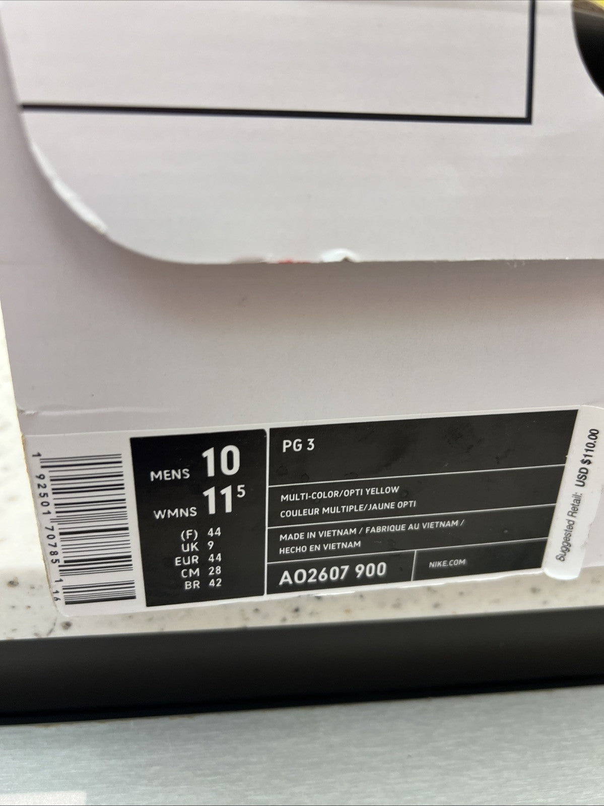 Nike PG 3 Mamba Mentality Black Yellow Sz 10