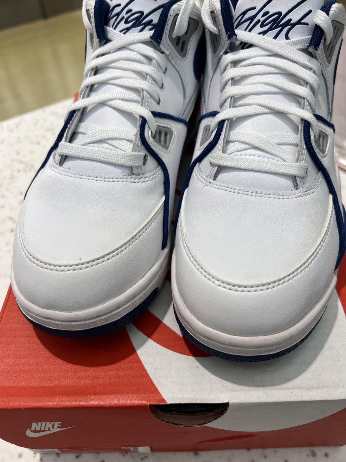 Nike Air Flight 89 White True Blue Sz 8.5 USED
