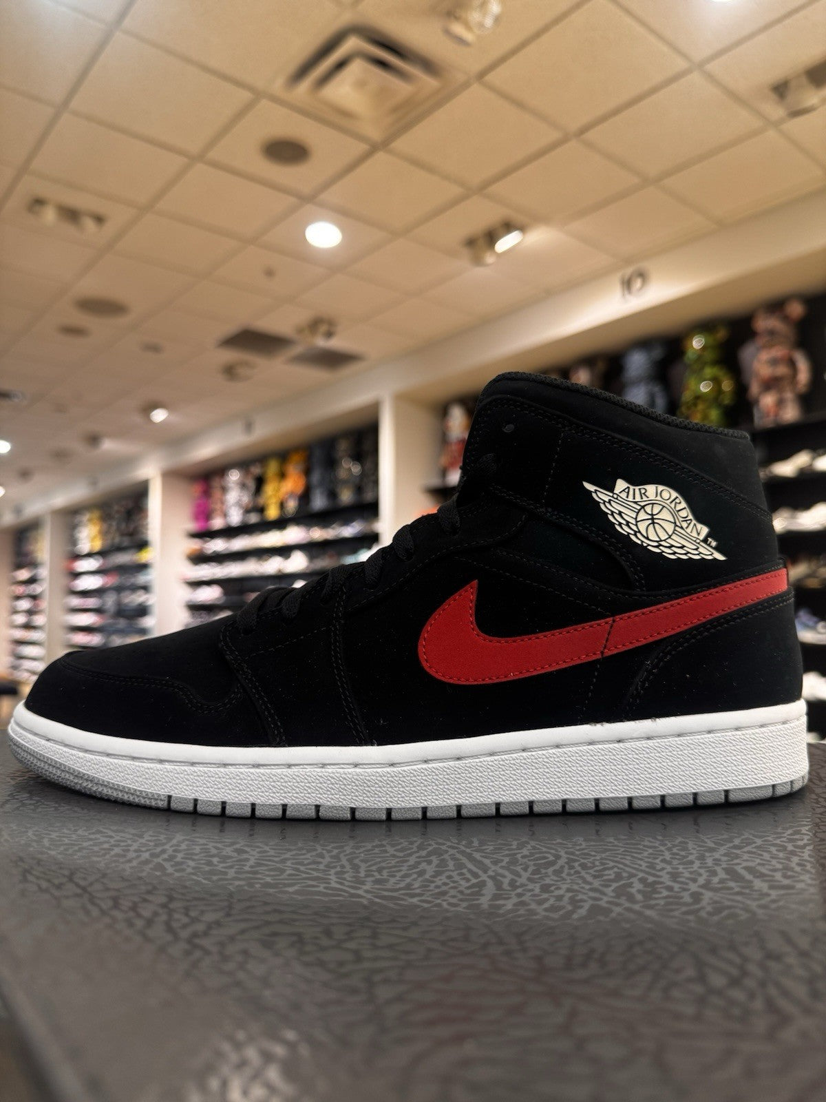 Air Jordan 1 Mid Multicolor Swoosh Black Size 10.5