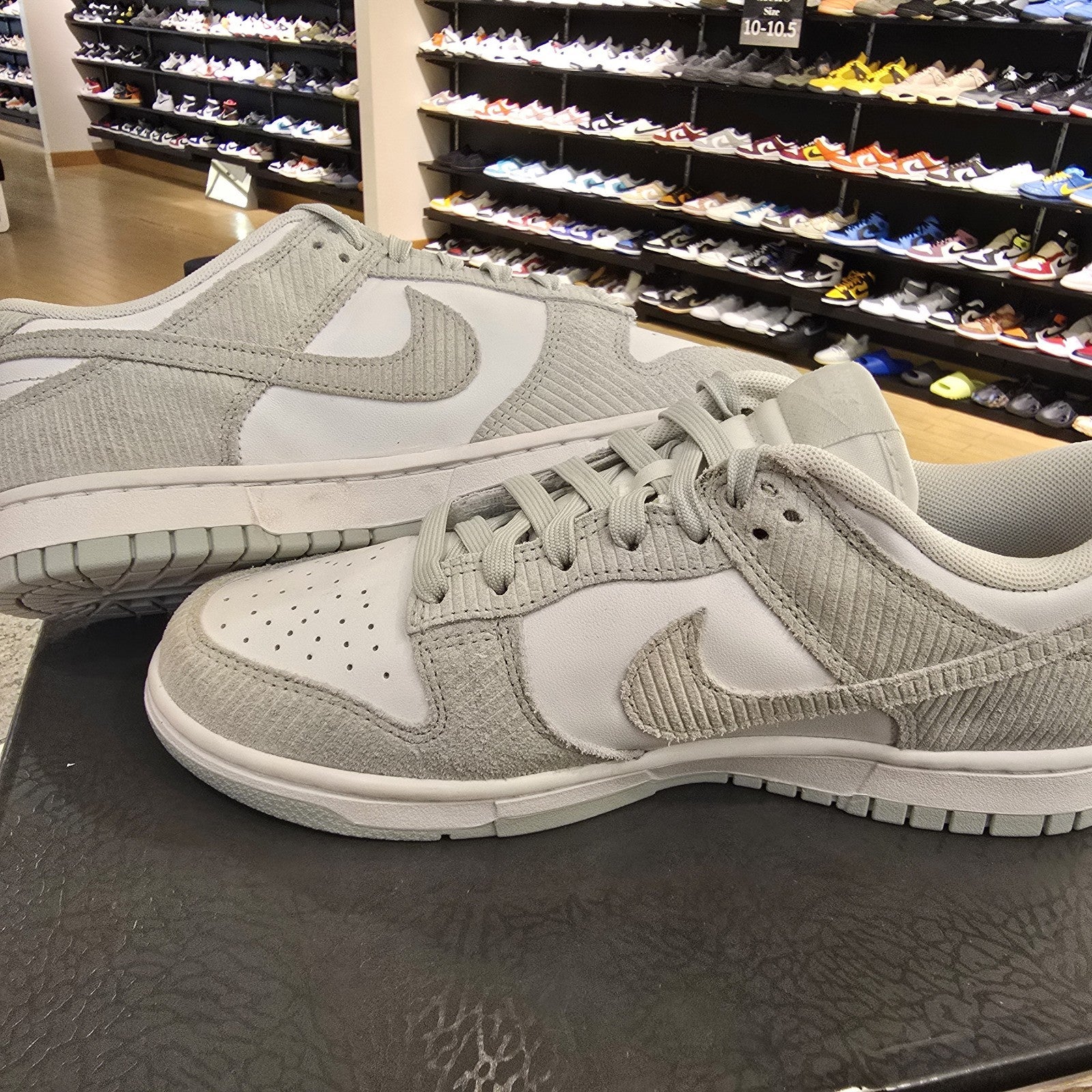 Size 9.5 - Nike Dunk Low Light Silver Corduroy Women's 