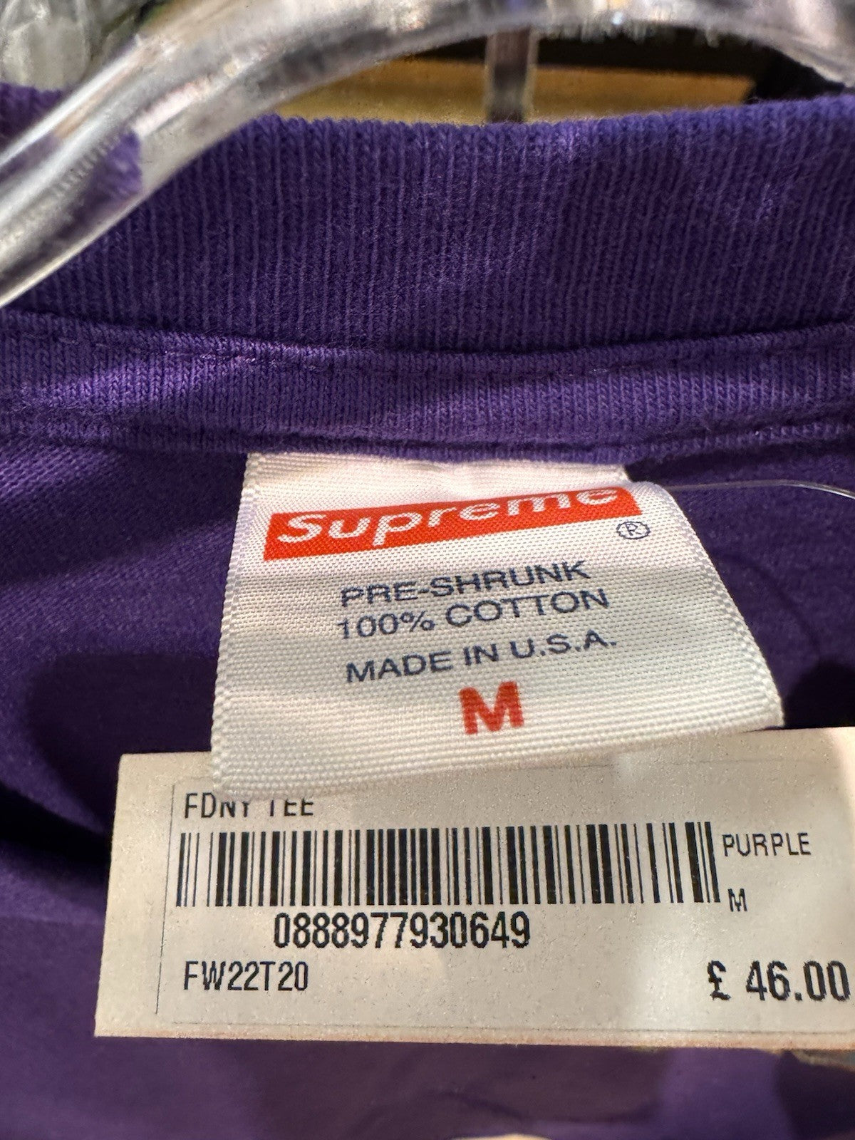Supreme FDNY Engine 9 Tee Purple Size M