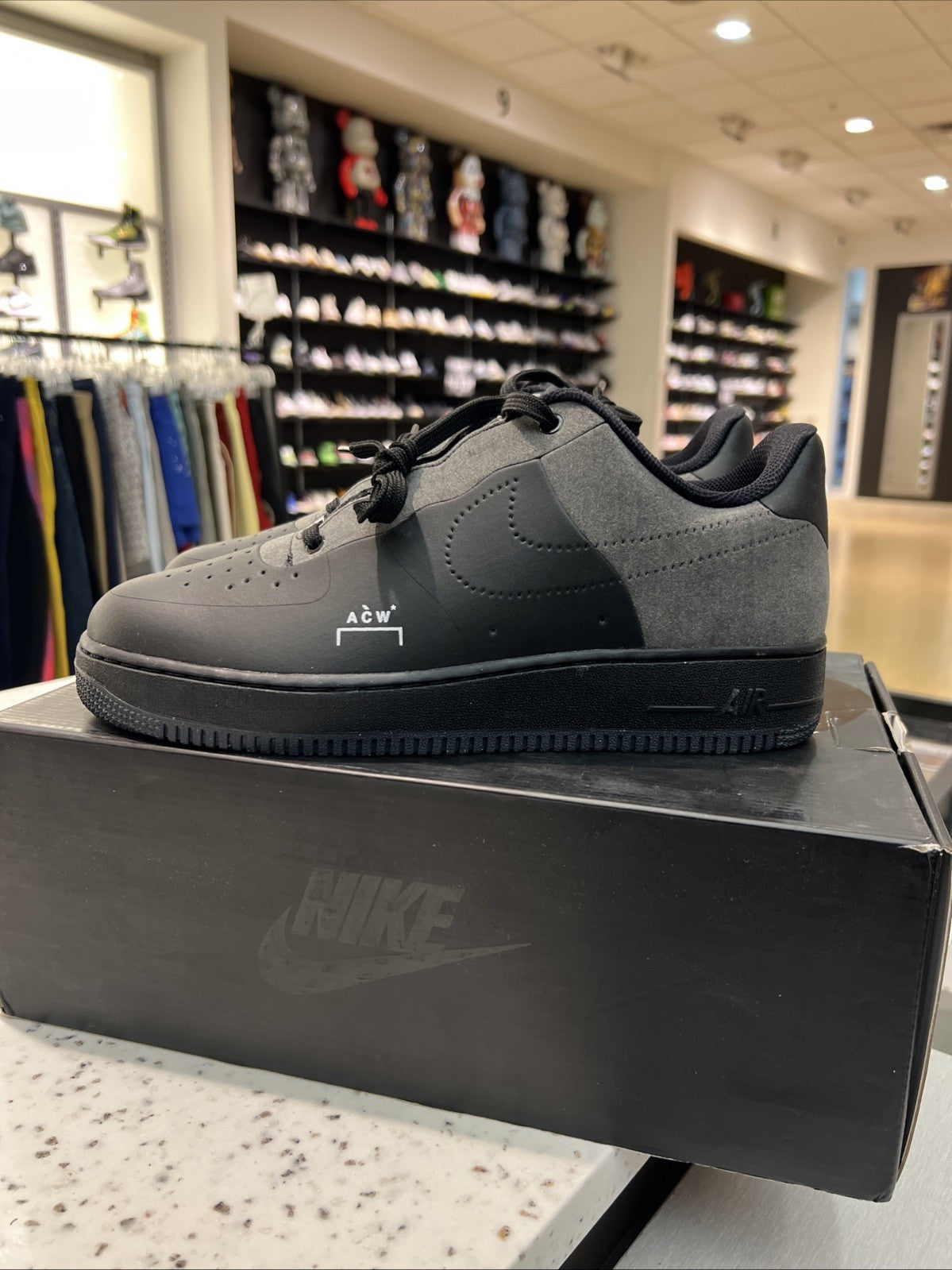 Nike A-Cold-Wall* Air Force 1 '07 Black Dark Grey SZ 10 DEFECT B-Grade