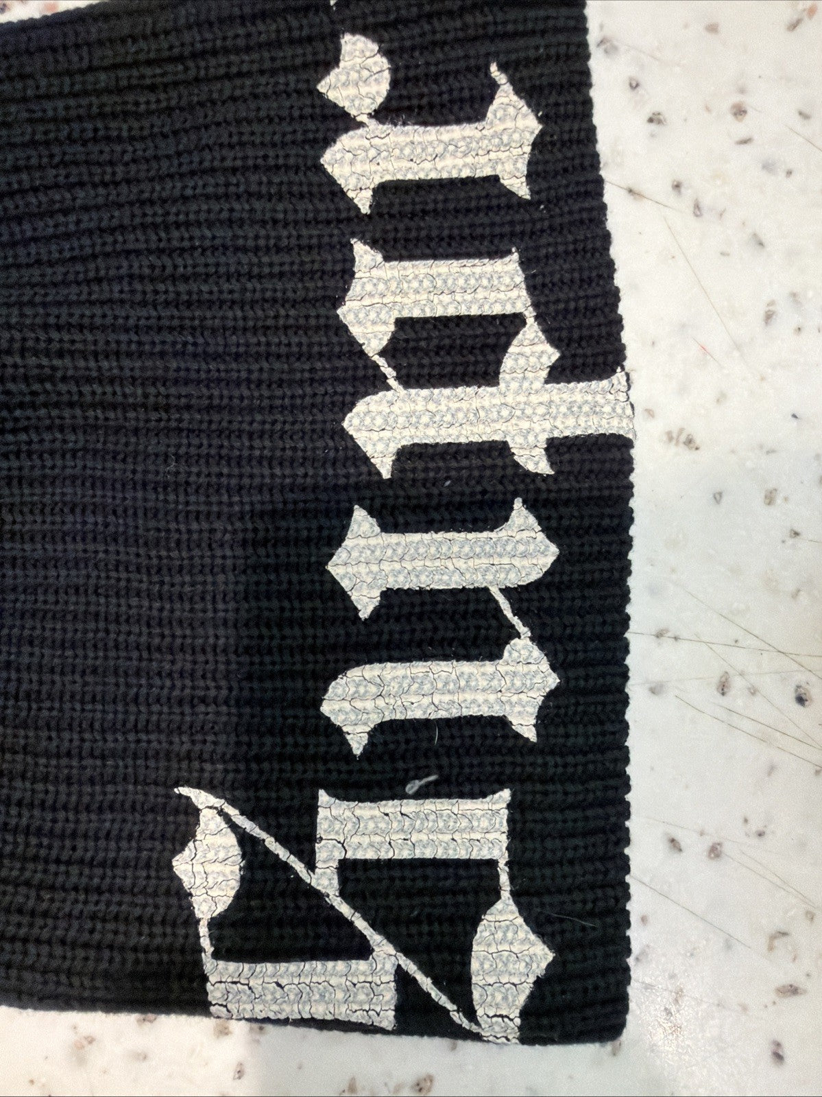 Supreme SS26 Old English Printed Beanie Black w/ Defect