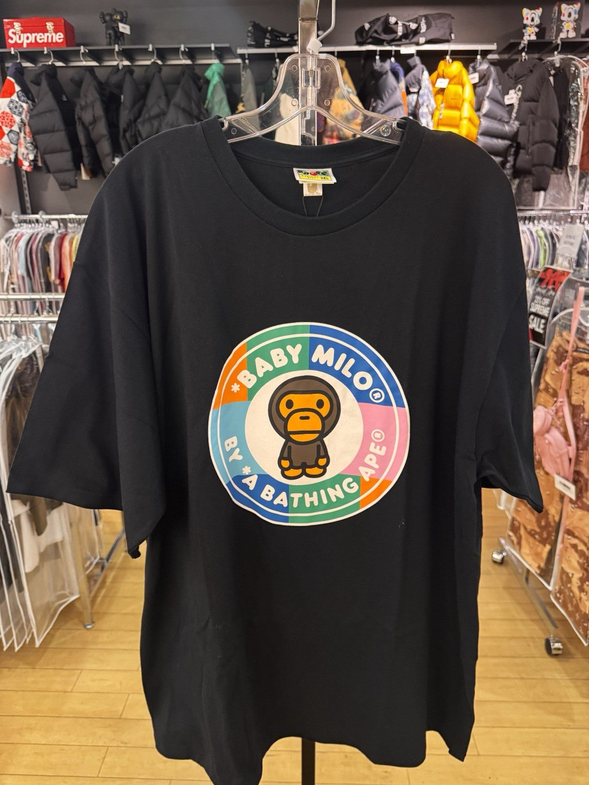 Bape Color Block Busy Works Tee Black/Orange Size 3XL