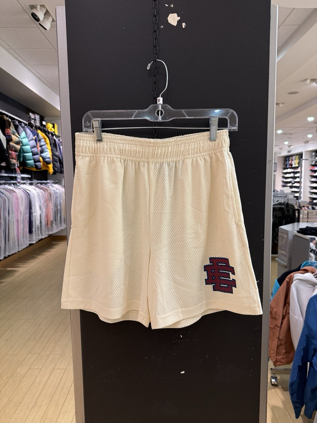 Eric Emanuel Mesh Shorts Cream/Red/Navy Sz M